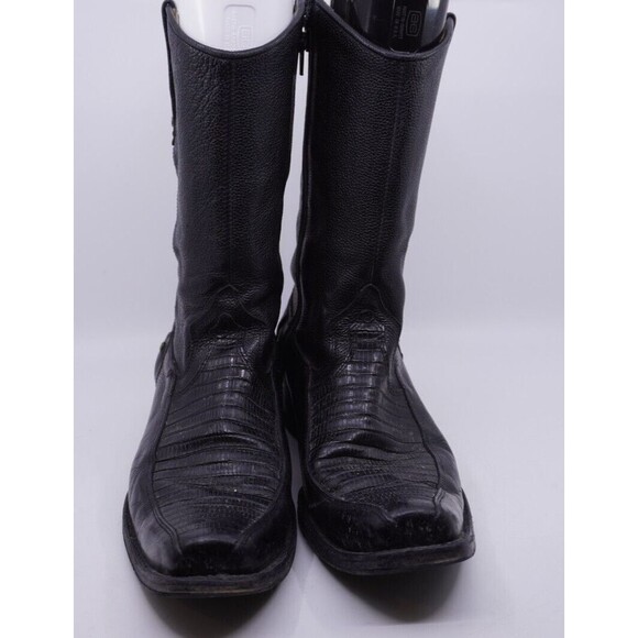 Reyme Boots Western Armadillo Black Leather Pointed Toe Side Zip Mex 28.5 US 9.5 - Picture 2 of 12